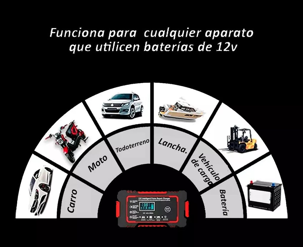 Cargador de Batería 12V para Carro y Moto