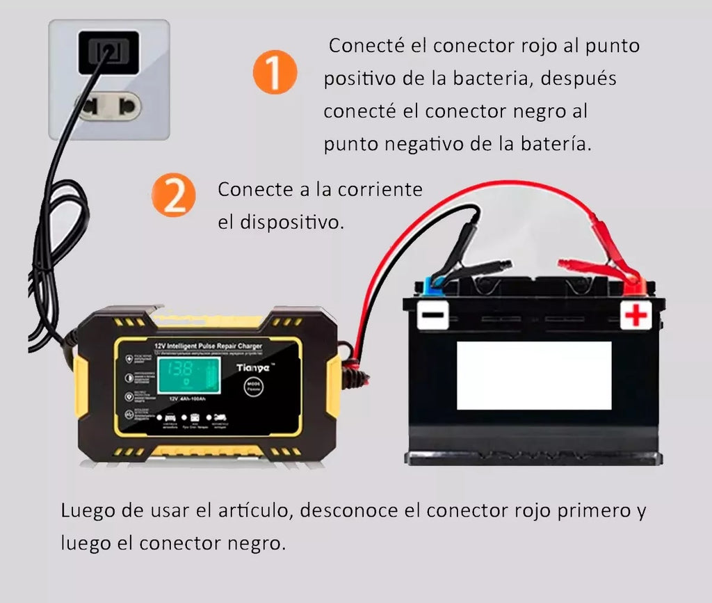 Cargador de Batería 12V para Carro y Moto