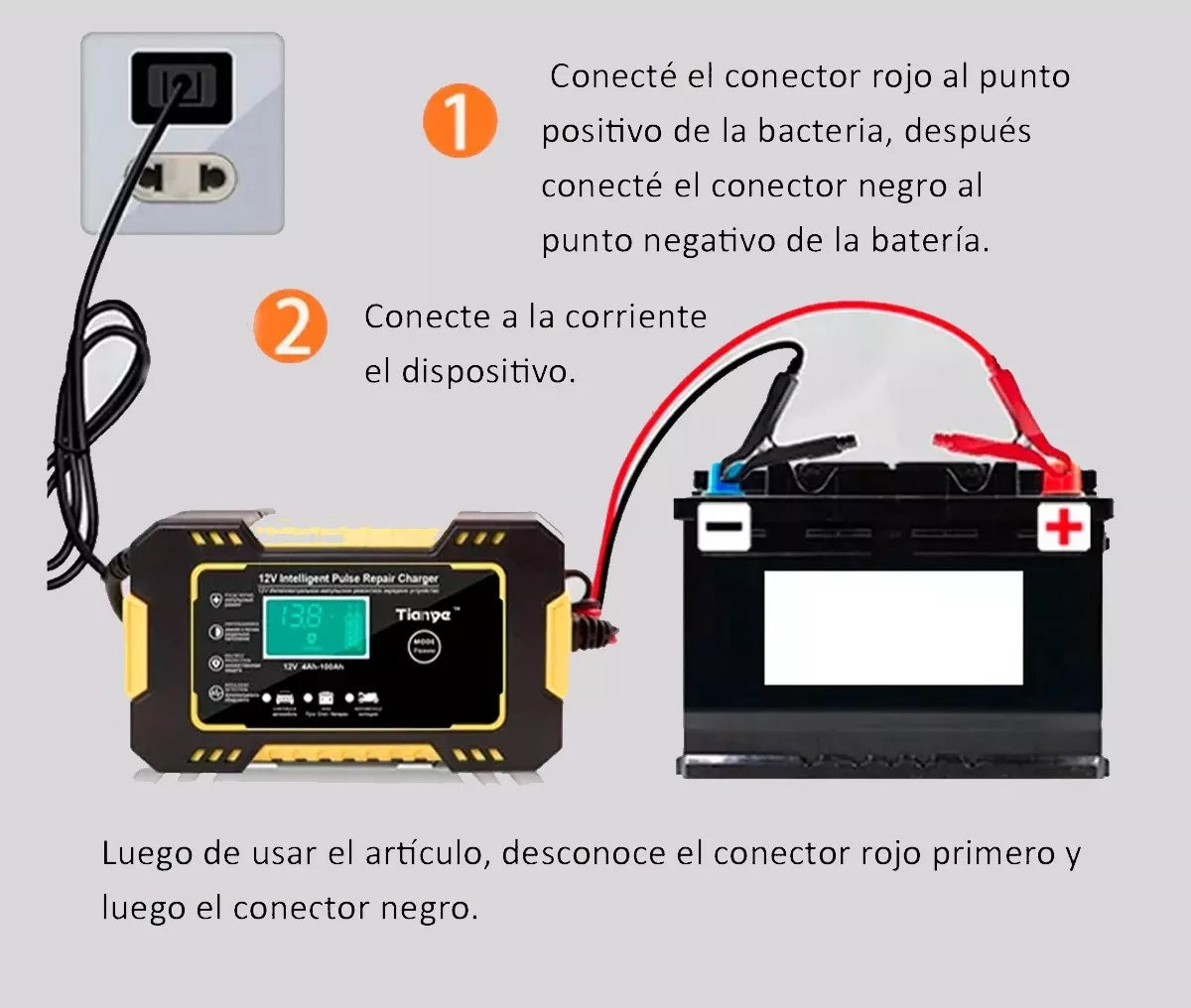 Cargador de Batería 12V para Carro y Moto