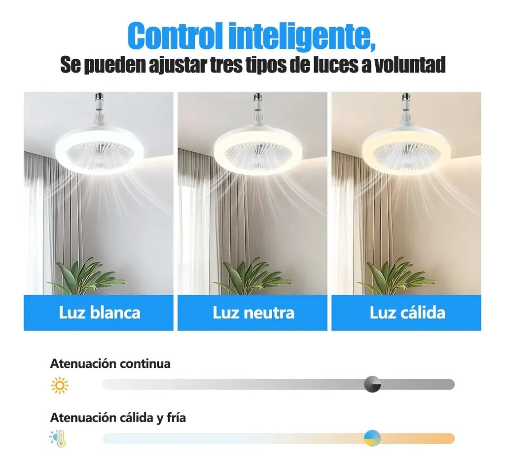 Lámpara LED 360° con Ventilador de Techo